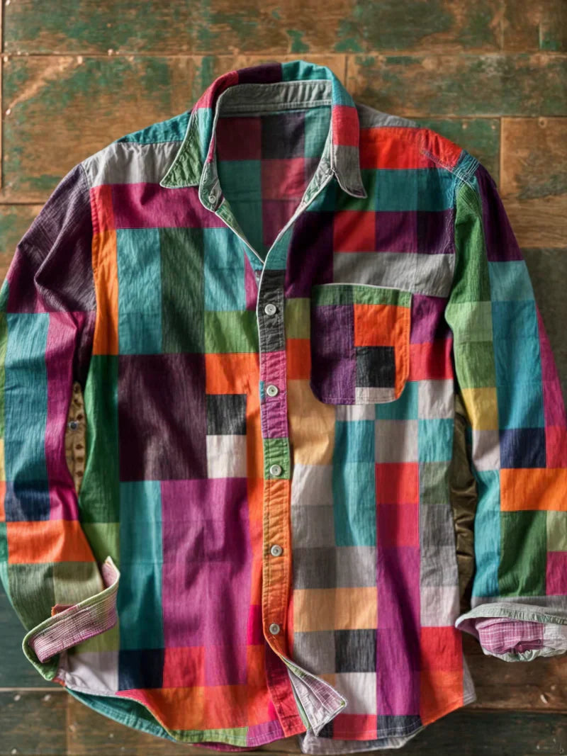High-quality patchwork shirt – Unique style and comfortable fit